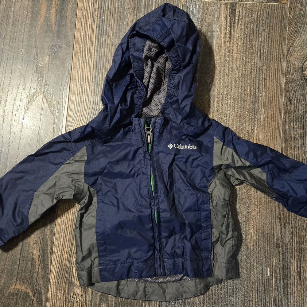 Columbia Navy and Gray Kids' Hooded Raincoat